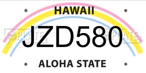 JZD580 Hawaii License Plate