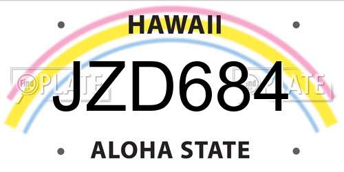 JZD684 Hawaii License Plate