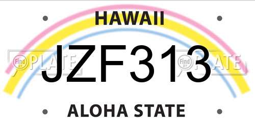 JZF313 Hawaii License Plate