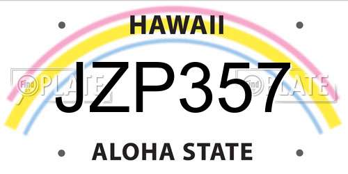 JZP357 Hawaii License Plate
