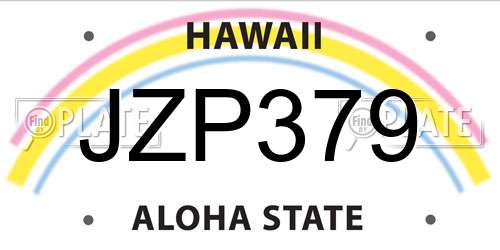 JZP379 Hawaii License Plate