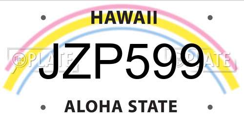 JZP599 Hawaii License Plate