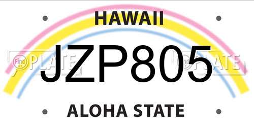 JZP805 Hawaii License Plate