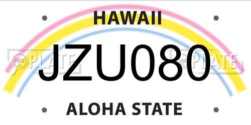 JZU080 Hawaii License Plate