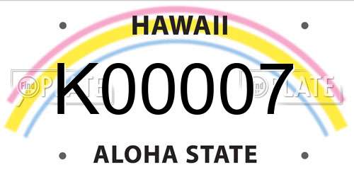 K00007 Hawaii License Plate