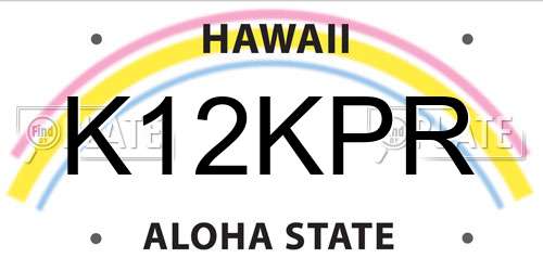 K12KPR Hawaii License Plate