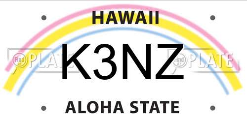 K3NZ Hawaii License Plate
