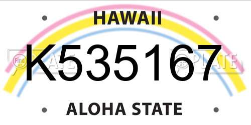 K535167 Hawaii License Plate
