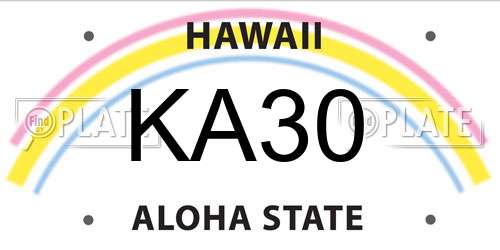 KA30 Hawaii License Plate