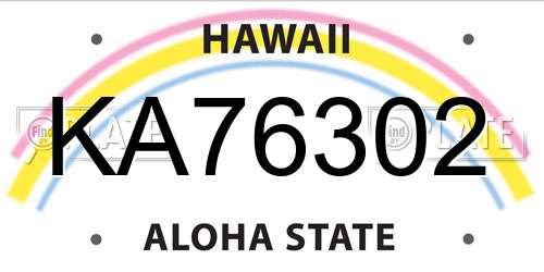 KA76302 Hawaii License Plate