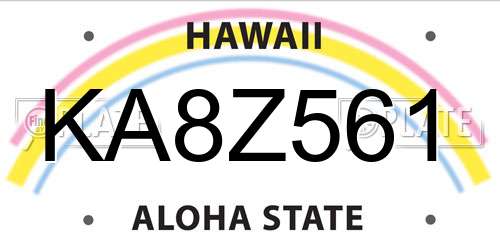 KA8Z561 Hawaii License Plate