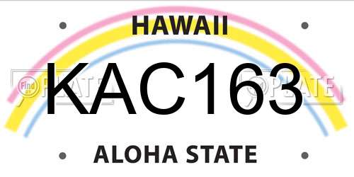 KAC163 Hawaii License Plate