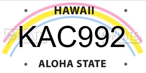 KAC992 Hawaii License Plate