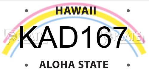 KAD167 Hawaii License Plate