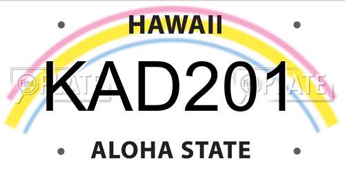 KAD201 Hawaii License Plate