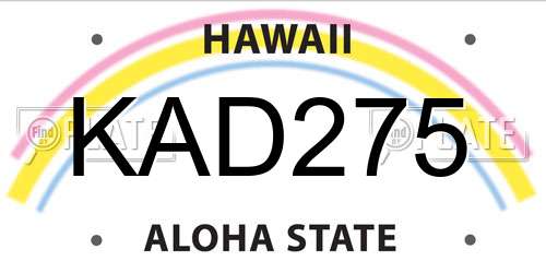 KAD275 Hawaii License Plate