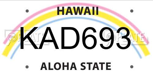 KAD693 Hawaii License Plate