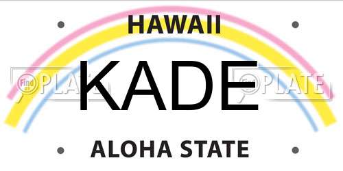 KADE Hawaii License Plate