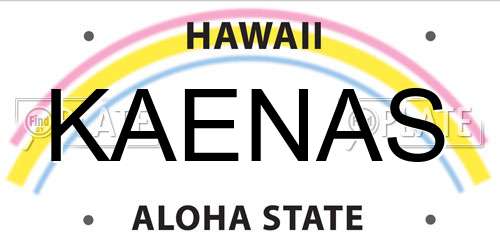 KAENAS Hawaii License Plate