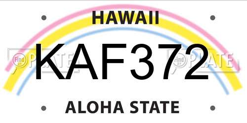 KAF372 Hawaii License Plate