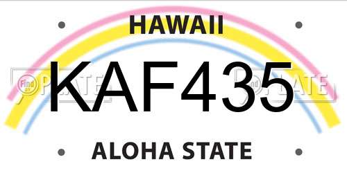 KAF435 Hawaii License Plate