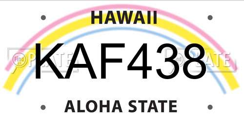 KAF438 Hawaii License Plate