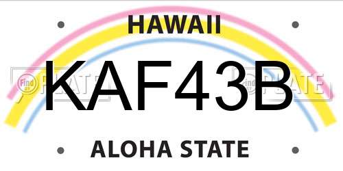 KAF43B Hawaii License Plate