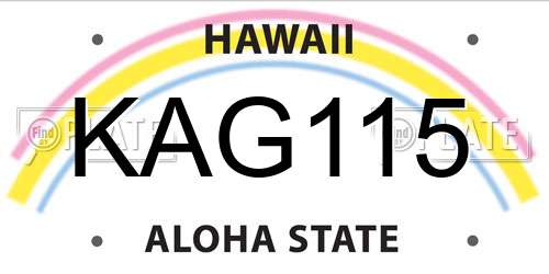 KAG115 Hawaii License Plate