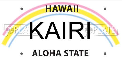 KAIRI Hawaii License Plate