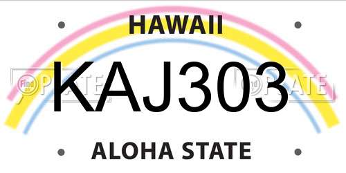 KAJ303 Hawaii License Plate
