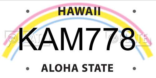 KAM778 Hawaii License Plate