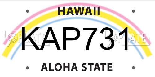 KAP731 Hawaii License Plate