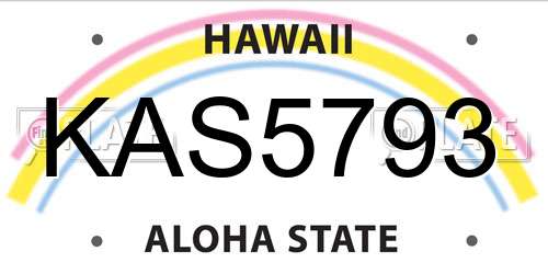 KAS5793 Hawaii License Plate