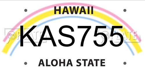 KAS755 Hawaii License Plate