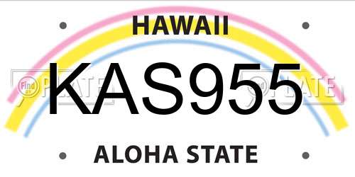 KAS955 Hawaii License Plate