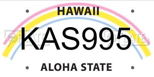 KAS995 Hawaii License Plate