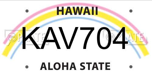 KAV704 Hawaii License Plate