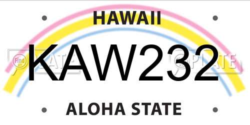 KAW232 Hawaii License Plate