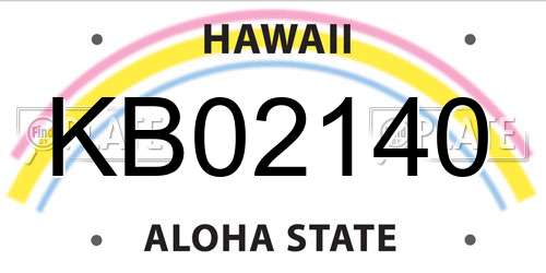 KB02140 Hawaii License Plate