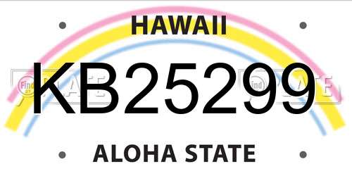 KB25299 Hawaii License Plate
