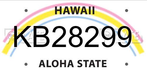KB28299 Hawaii License Plate