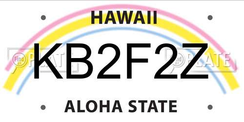 KB2F2Z Hawaii License Plate