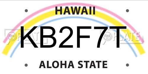 KB2F7T Hawaii License Plate