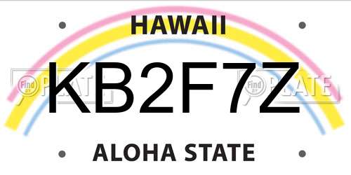 KB2F7Z Hawaii License Plate