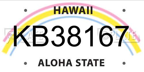 KB38167 Hawaii License Plate