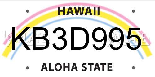 KB3D995 Hawaii License Plate