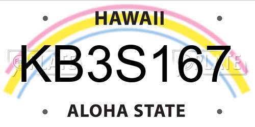 KB3S167 Hawaii License Plate