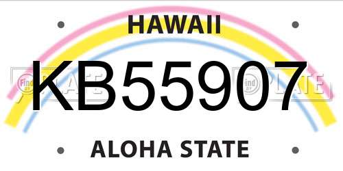 KB55907 Hawaii License Plate