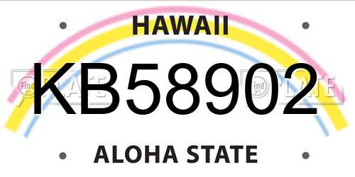 KB58902 Hawaii License Plate