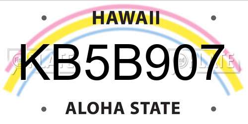 KB5B907 Hawaii License Plate